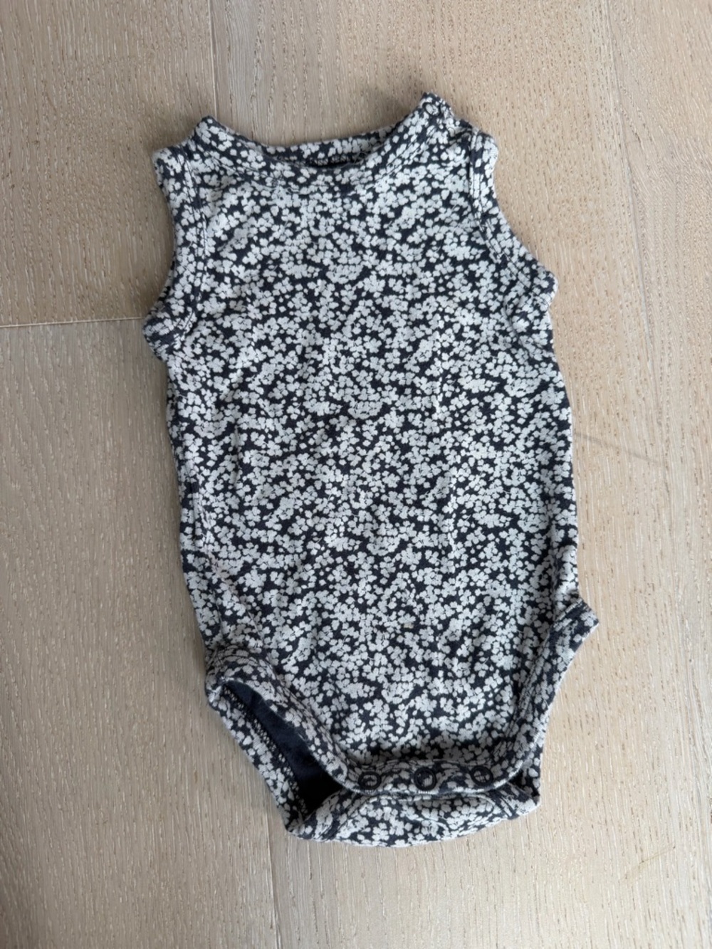 Jamie Kay Black and White Floral Sleeveless Baby Bodysuit